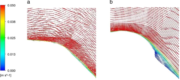 Fig. 6. Instantaneous three dimensional velocity vector ﬁeld obtained at the systole on a median plane (parallel to the view of Fig