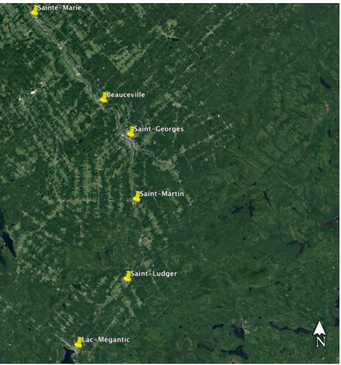 Figure 17. Plan de déploiement des GPS dans la rivière Chaudière  