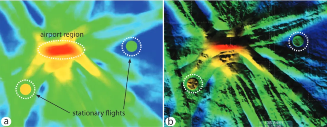 Fig. 7. Stationary trajectory estimation with color mapping (a) and color mapping and shading (b) (see Sec