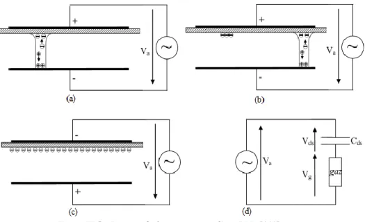 Figure III-5 : Principe de fonctionnement d'une DBD [111] 