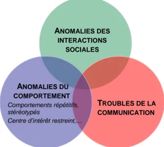 Fig. 1 : Troubles définissant la triade autistique 