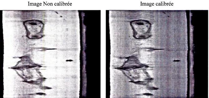 Figure 3.1.5 : Comparaison entre un image calibrée et une image non calibrée