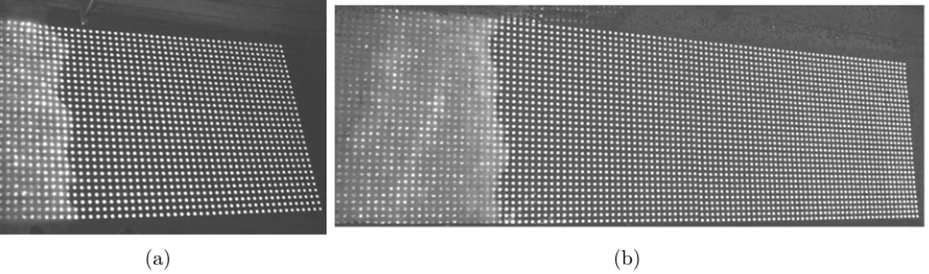 Figure 3.3 – Champs filmés par la caméra 1 : (a) pour la campagne de mesures SANDS et (b) pour la campagne de mesures WISE.