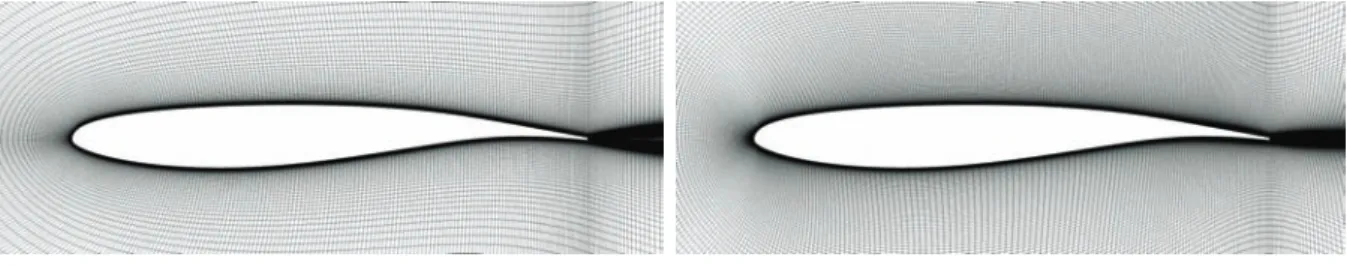 Figure 5.1: Detail of the planar grids of the OAT15A airfoil.
