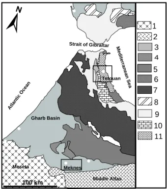 Figure 1.  Structural sketch map of the northern occidental  part of the Rif Chain and the Northern central of Morocco  (modified after [45])