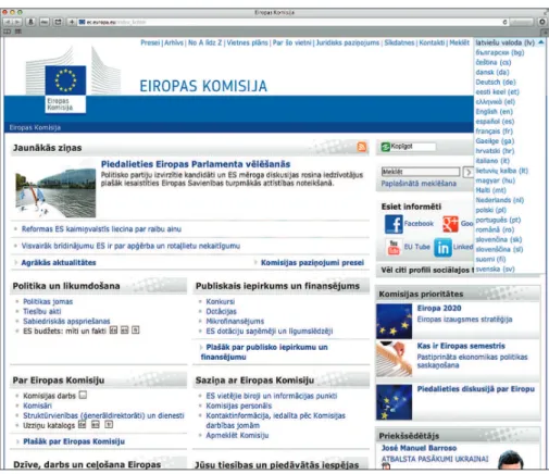Figure 1. Languages on the EU Web portal.