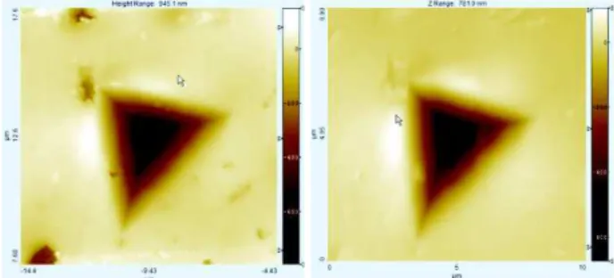Figure 3.   Al 2024: comparison of the AFM scan (left), and the embedded  scan with subtraction (right) 