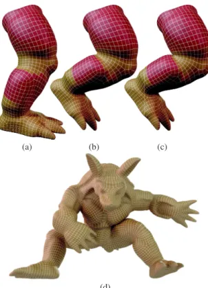 Figure 9: Comparison of different skinning method using manually edited skinning weights (top), and automatic weights (bottom).