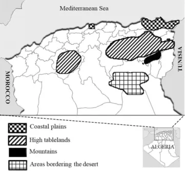 Figure 1: Location of horse flocks sampled in four regions of Algeria