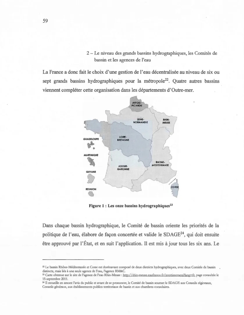 Figure 1 : Les onze bassins hydrographiques 23 