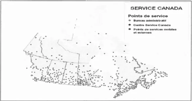 Figure 4.2- Points de service au  Canada en  2005 