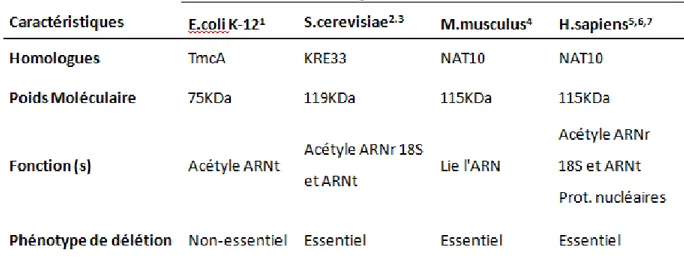 Tableau 1. Les homologues de PICH-115 dans divers organismes  