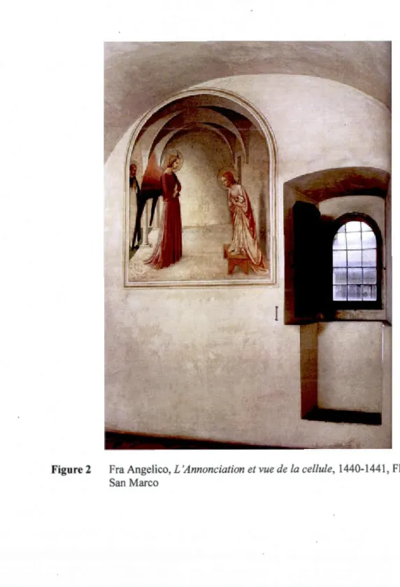 Figure 2  Fra Angelico, L 'Annonciation et vue de la cellule,  1440-1441 , Florenc  San  Marco 
