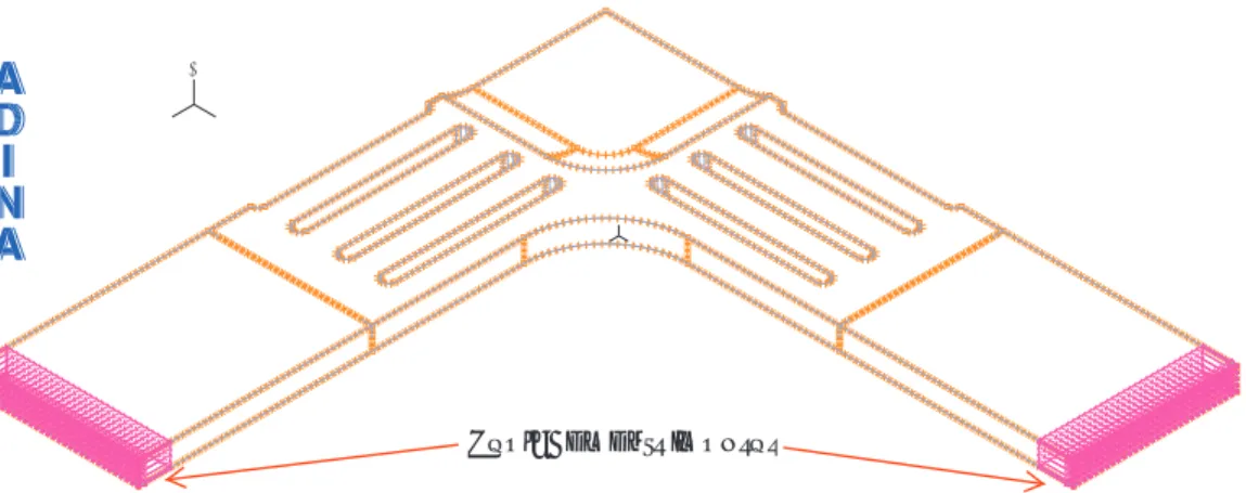 Figure 5.7 Illustration du chargement sur l’éprouvette cruciforme à partir du logiciel ADINA