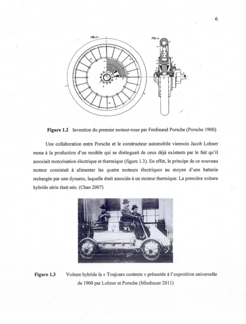 Figure 1.2  fn vention du  premier moteur-roue  par Ferdin and  Porsche (Porsche  1900) 