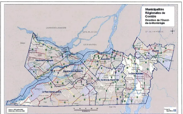 Figure 3  :  territoire administratif couvert par la DOM  (source  :  MTQ,  2006)