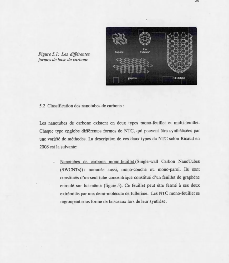 Figure 5.1:  Les  différentes  formes de base de  carbone 