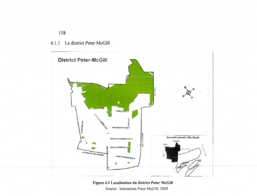 Figure 4.1  Localisation  du  district  Peter  McGill  Source : Interaction Peter  McG ill, 2009 