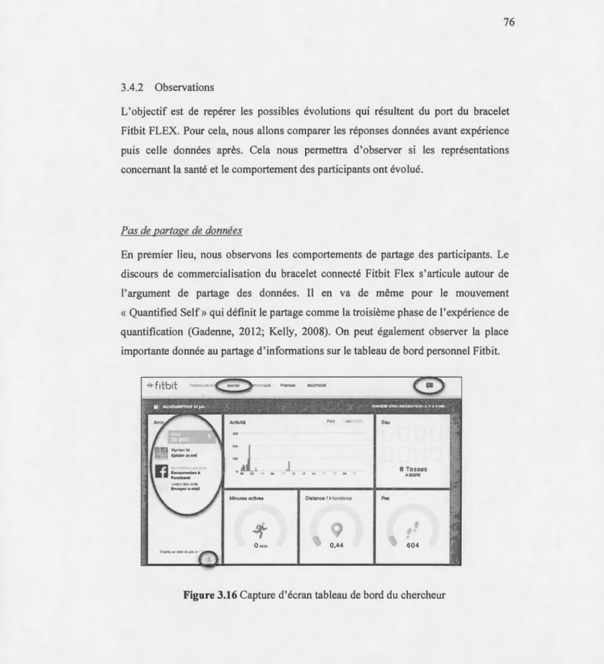 Figure 3.16 Capture d'écran tableau de  bord du chercheur 