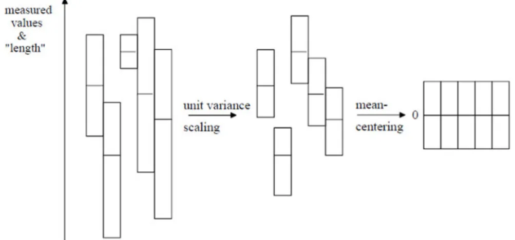 Figure 2.18 Méthode de Unit Variance Scaling et de Mean Centering [Eriksson, 2006]
