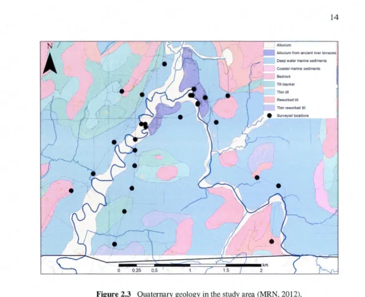 Figure 2.3  Quaternar y geology  in  the study  area  (MRN , 2012). 