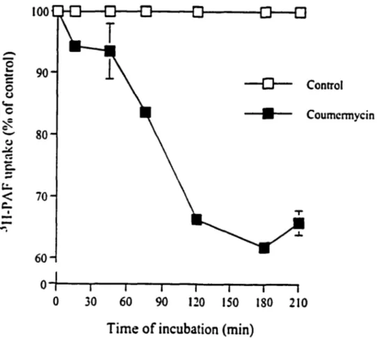 FIG.  4.  Effect  of  coumermycin  on  the  internalization  of  the  bPAFR-GyrB-ligand  complex