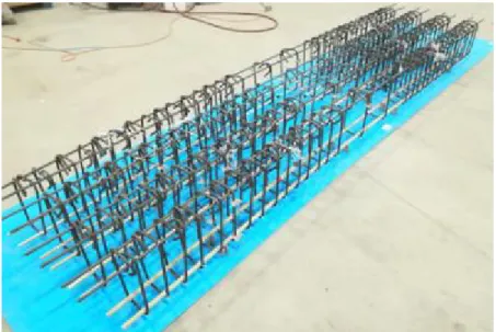 Figure 3.12:  Quatre cages d’armature faites avec des barres  V-ROD de diamètres nominaux 15 mm et 20 mm 