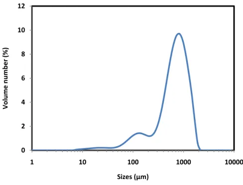 Figure 3.2 Size distribution of the CHMs 