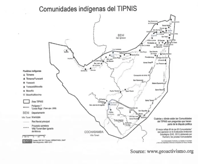 Figure 3.1 : Illustration du Territoire Indigène et Parc National Isiboro  Sécure 