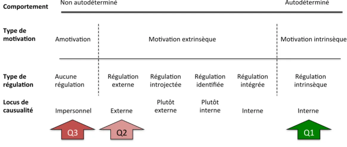Figure 2.2 Questions 1, 2 et 3 sur le continuum d’autodétermination                                 (modifié de Fiorello, 2011) 