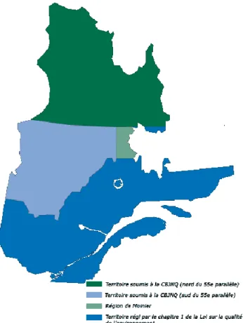 Figure 1.4 La division législative de l’environnement au Québec (tiré de : MDDEFP, 2013) 