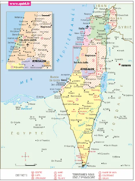 Figure A II - 2 : Ensemble du territoire: Gaza, Israël, Cisjordanie, Golan et pays voisins: 