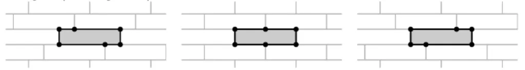Figure 1: The three hexagonal tilings of the 4 × 1 rectangle.