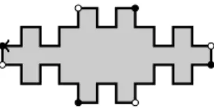 Figure 7: A double square and its DS-factorization. The black and white dots distin- distin-guish the two BN-factorizations.