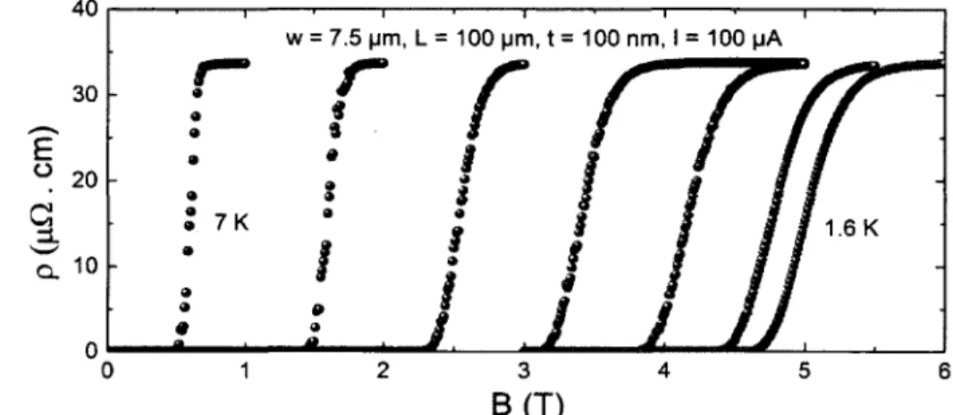 Figure  5.6  Résistivité  en  fonction  de  l’intensité  du  champ  magnétique  à  diffé­