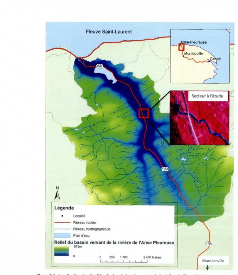 Figure 2.1: Localisation du site d'étude dans le bassin versant de la rivière de l'Anse Pleureuse