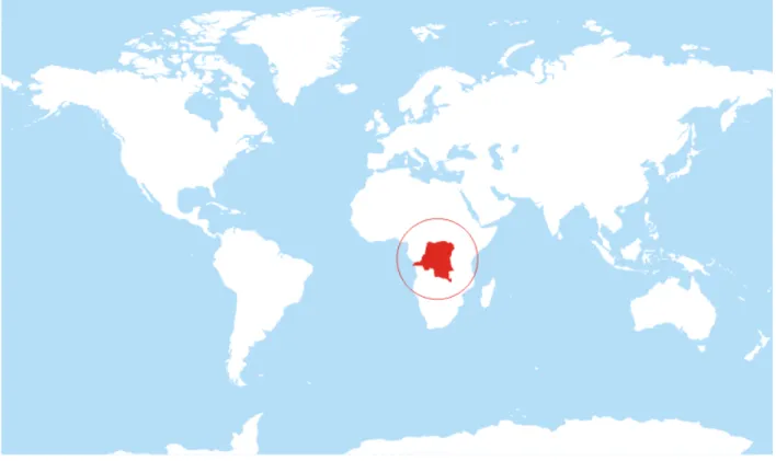 Figure 3.1  Emplacement de la République démocratique du Congo (tiré de : Freeworldsmaps.net,  2017a) 