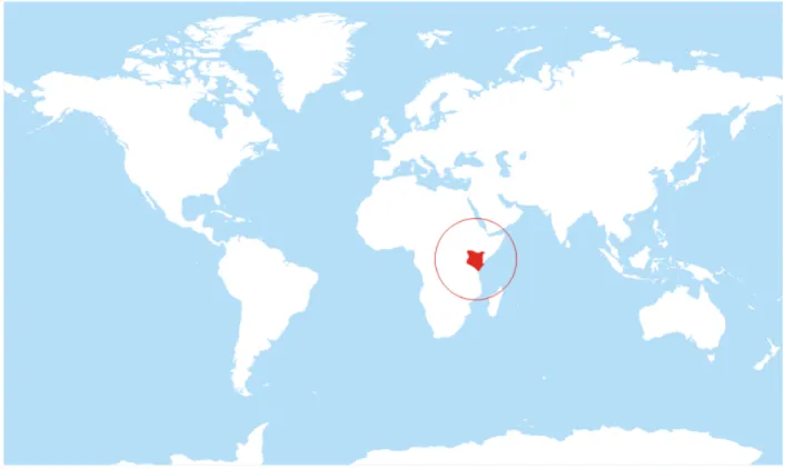 Figure 3.6  Emplacement de la République du Kenya (tiré de : Freeworldmaps.net, 2017c) 