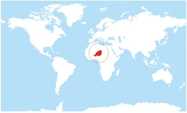 Figure 3.8  Emplacement du Niger (tiré de : Freeworldmaps.net, 2017d) 