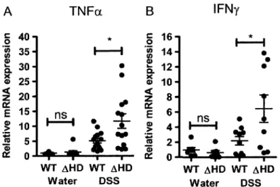 FIGURE  5  1  Increased  expression  of  pro-inflammatory  mediators  in  Cuxl&amp;ID  mi ce  du ring  experimental  DSS-induced  colitis