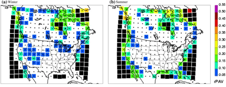 Fig. 8 Climate change signal for the time-averaged precipitation in winter season for individual RCM-AOGCM simulations