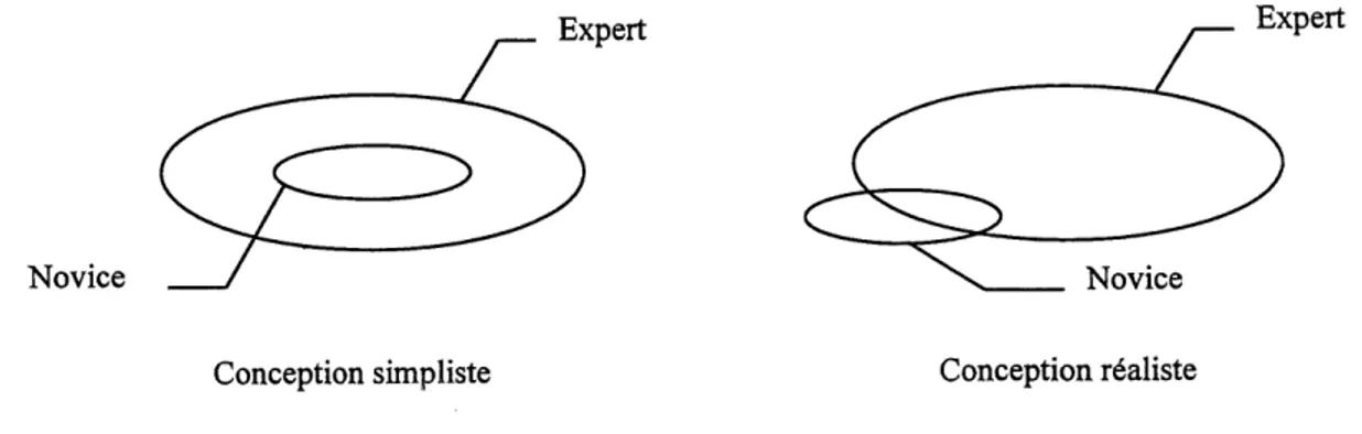 Figure 2-1 La distinction entre novice et expert selon deux conceptions