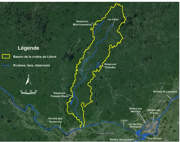 Figure 1.4 Bassin de la rivière du Lièvre et l’archipel de Montréal. 