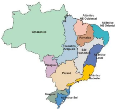 Figure 1.6 : 12 régions hydrographiques du Brésil, tiré de Université Santa Catarina 2009 