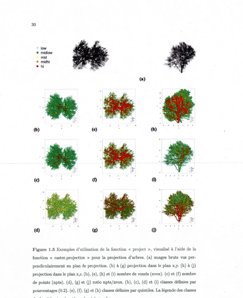 Figure  1.5  Exemples  d'utilisation  de  la  fonction  «  project  » ,  visualisé  à  l'aide de  la 