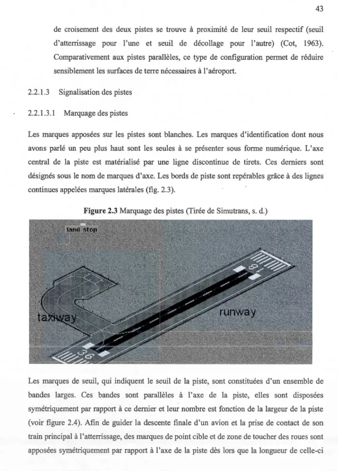 Figure 2.3 Marquage des pistes (Tirée de  Simutrans, s.  d.) 