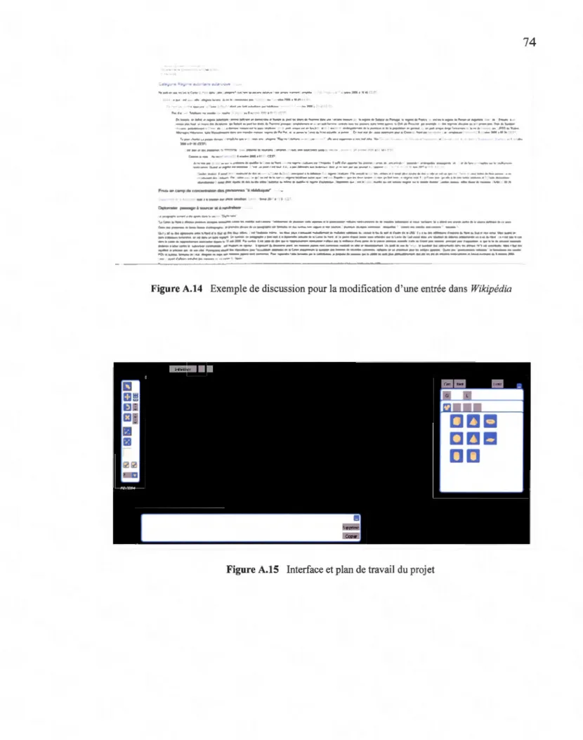 Figure A.l4  Exemp le de discussion pour la modification d'une entrée dans  Wikipédia 