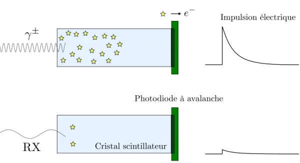 Figure 2.13 – Illustration schématique et très simplifiée du processus de détection du signal