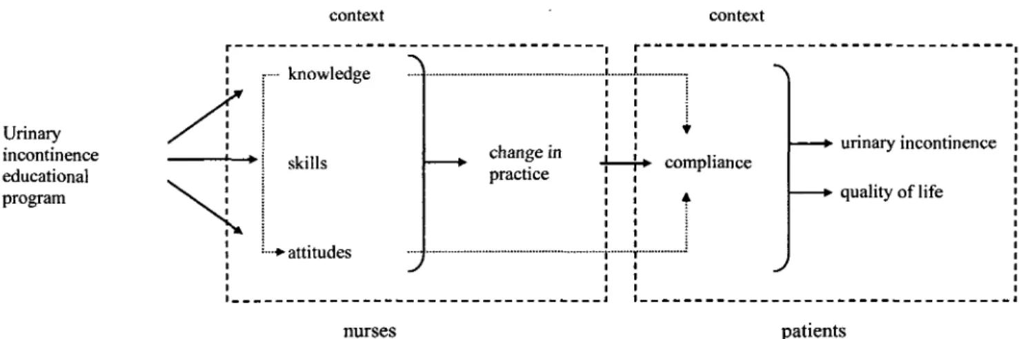 Figure 1 relates the knowledge, skills, attitudes and change in practice to the  patients'  results