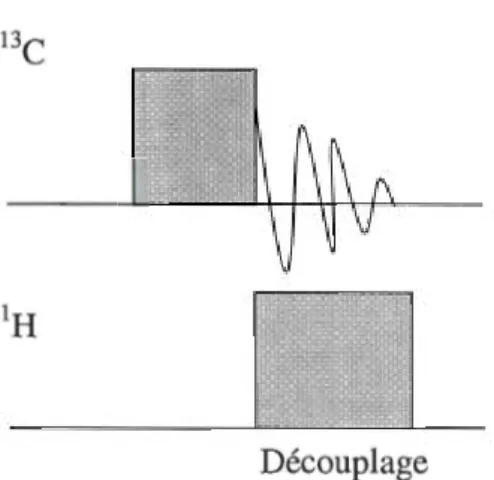 Figure 2.7  Séquence d' impulsions d'une expérience DP en  13 C avec découplage des  protons 